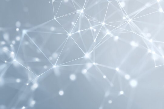 Connecting lines and dots create a network pattern in a light background showcasing overlapping geometric shapes and a sense of depth in a digital landscape - Powered by Adobe