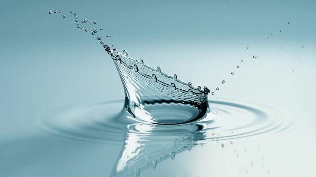 Water splash creating ripples in serene background