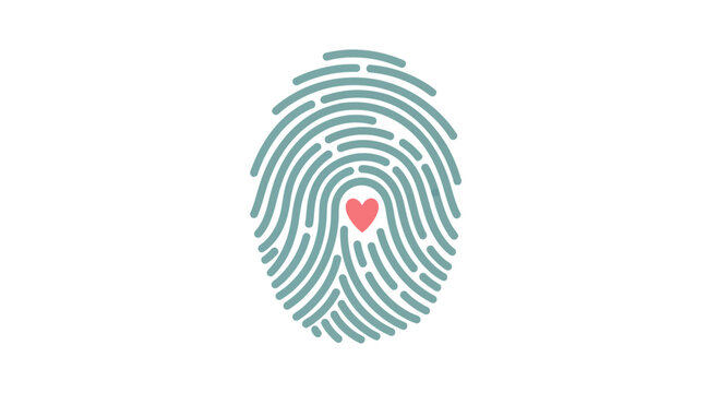 Symbolic representation of identity with heartfelt recognition in biometric scan concept