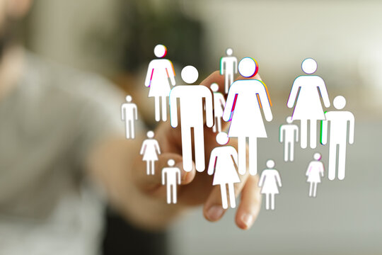 Concept of social media networking and business connection between people with a digital interface. - Powered by Adobe