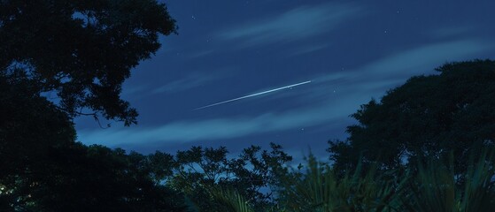 A comet streaking over the night sky