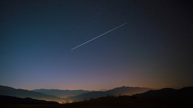 A comet streaking over the night sky - Powered by Adobe
