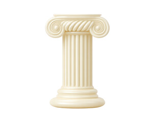 Fototapeta premium Classical column ivory color ornate scroll design fluted shaft ancient architecture decorative pillar isolated on white elegant vertical structure historical style