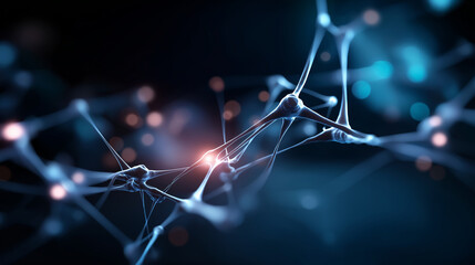 Branching neural network diagram with weighted connections faceless artificial intelligence architecture defocused algorithm code background deep learning for genomics