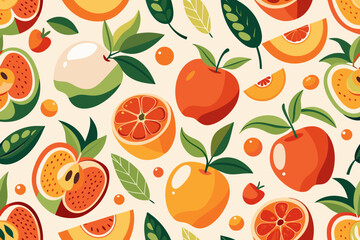 Seamless Lemon Pattern with Blue Ribbon and Leaves – Citrus Fruit Decorative Design