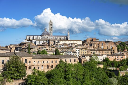 City view of Siena, old town with the Duomo Santa Maria Assunta, Siena, Tuscany, Italy