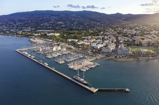 Aerial view, Kos Island Marina, marina, port, ship, ships, Kos Town, Kos Island, Dodecanese Islands, Greece