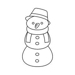 A snowman with a hat and scarf is standing on a white background