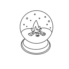 A snow globe with a fire inside it