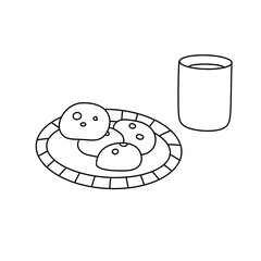 A plate of cookies and a cup of milk