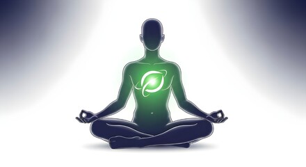 national energy conservation day meditating figure with glowing heart chakra symbol