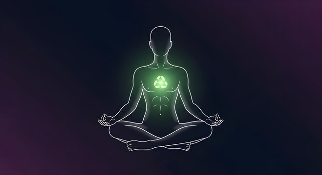 national energy conservation day meditating silhouette glowing heart chakra