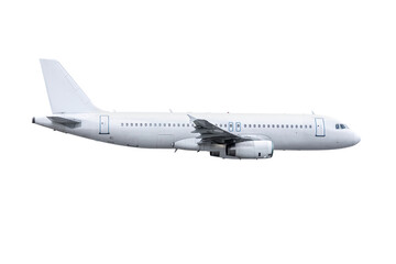 White passenger plane fly isolated