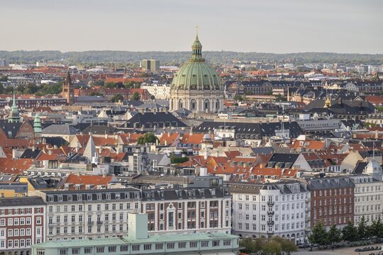 View from Vor Frelsers Kirke to Frederiks Kirke, Copenhagen city centre, Copenhagen, Denmark