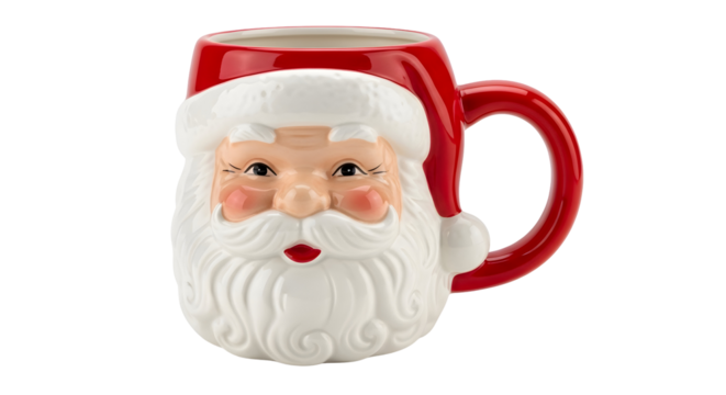Festive Santa Claus Face Ceramic Mug for Holiday Drinks - Powered by Adobe