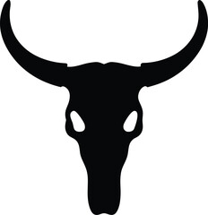 Bull skull silhouette vector, longhorn skull silhouette