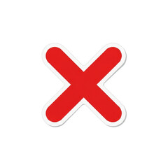 Obraz premium Red X symbol with white outline isolated on a transparent background