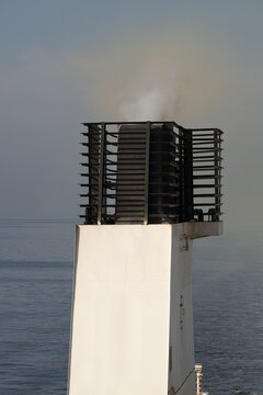 Emissions from exhaust fumes, smokestack, Finland ferry, Baltic Sea