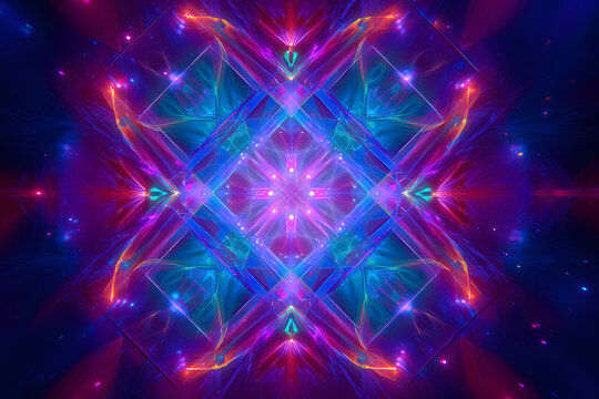 Creative abstract design featuring vibrant colors and geometric shapes with luminous effects - Powered by Adobe