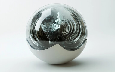 Translucent containment sphere holding a sentient gaseous organism symbolizing innovation and mystery in alien biotechnology isolated on transparent background PNG