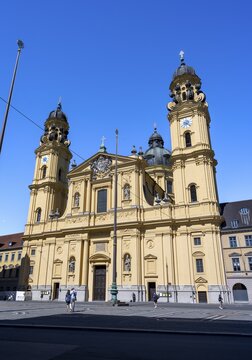 Odeonsplatz with Theatine Church, Old Town, Munich, Upper Bavaria, Bavaria, Germany