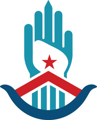 democracy hand logo icon vector art illustration