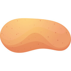 A single potato with a brown skin and a light orange hue stands out against a white background highlighting its natural texture and oval shape suitable for food related content.