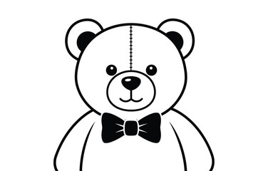 Obraz premium A simple illustration of a teddy bear wearing a bow tie on a white background.