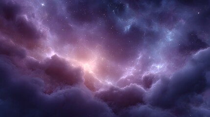 A vibrant luminous nebula with swirling clouds of gas and dust illuminated by distant stars in deep space