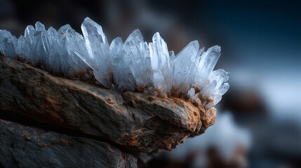 Stunning crystal cluster on rocky matrix for geology enthusiasts and mineral collectors, a natural wonder of Earth