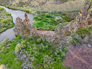 Unique rock formation on the Owyhee River in Idaho