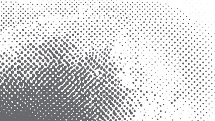 Naklejka premium Monochrome halftone dots gradient background abstract design. Black halftone pattern minimal white background vector texture. 