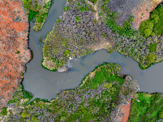 Aerial view of the Owyhee River in the Idaho wilderness