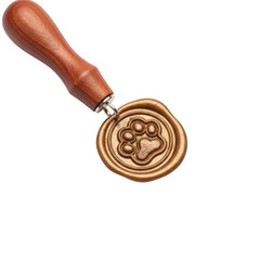 Wax Seal Stamp with Paw Print isolated on a transparent background
