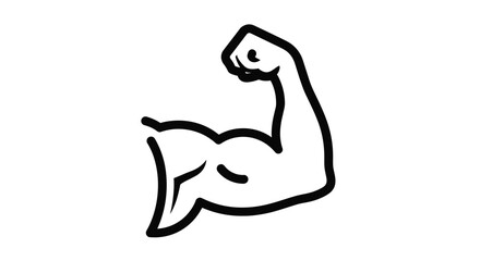 Bold black line art flexed bicep icon symbolizing strength power and fitness achievements for motivational projects and sports branding, Generative AI