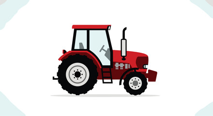 Powerful red tractor ready for agricultural work symbolizing farming and rural industry with its robust design and bold color, Generative AI