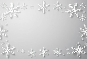 Obraz premium Elegant grey background framed by intricate vector snowflakes, crystal, graphic