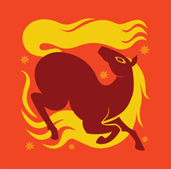 Fiery Mythical Horse with Stars