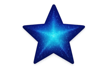 Obraz premium Blue cosmic star shape sparkling with glitter, forming a celestial symbol of success and quality on transparent background