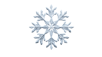 Intricate snowflake crystal isolated on transparent background
