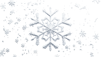 Intricate snowflake crystal falling in winter isolated on transparent background