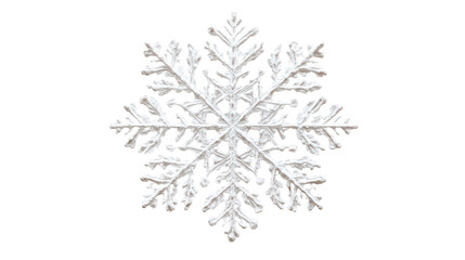 Intricate white snowflake isolated on transparent background