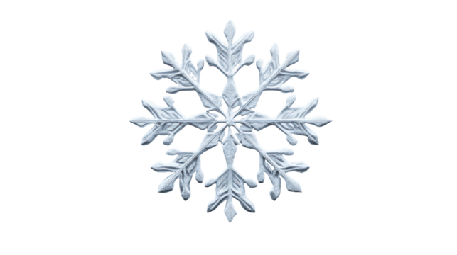 Intricate snowflake crystal isolated on transparent background