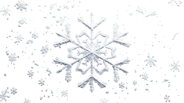 Intricate snowflake crystal falling in winter isolated on transparent background