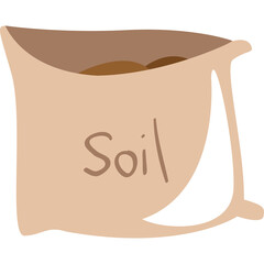 Bag of Soil for Gardening With The Word Soil Written In A Casual Font On A Transparent Background