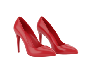 Red High Heels Shoes Isolated on White Background, Realistic Vector Illustration