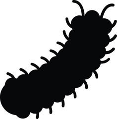 Caterpillar silhouette vector, Garden insect silhouette
