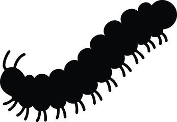 Caterpillar silhouette vector, Garden insect silhouette