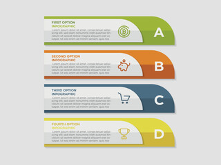 Business infographic template. 4 Step timeline journey. Process diagram, 4 options on white background, Infograph elements vector illustration.