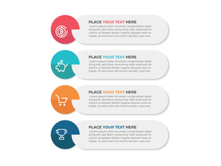 4 process infographic arrows design template. Planning, Marketing, Strategy and Business presentation. Vector illustration.